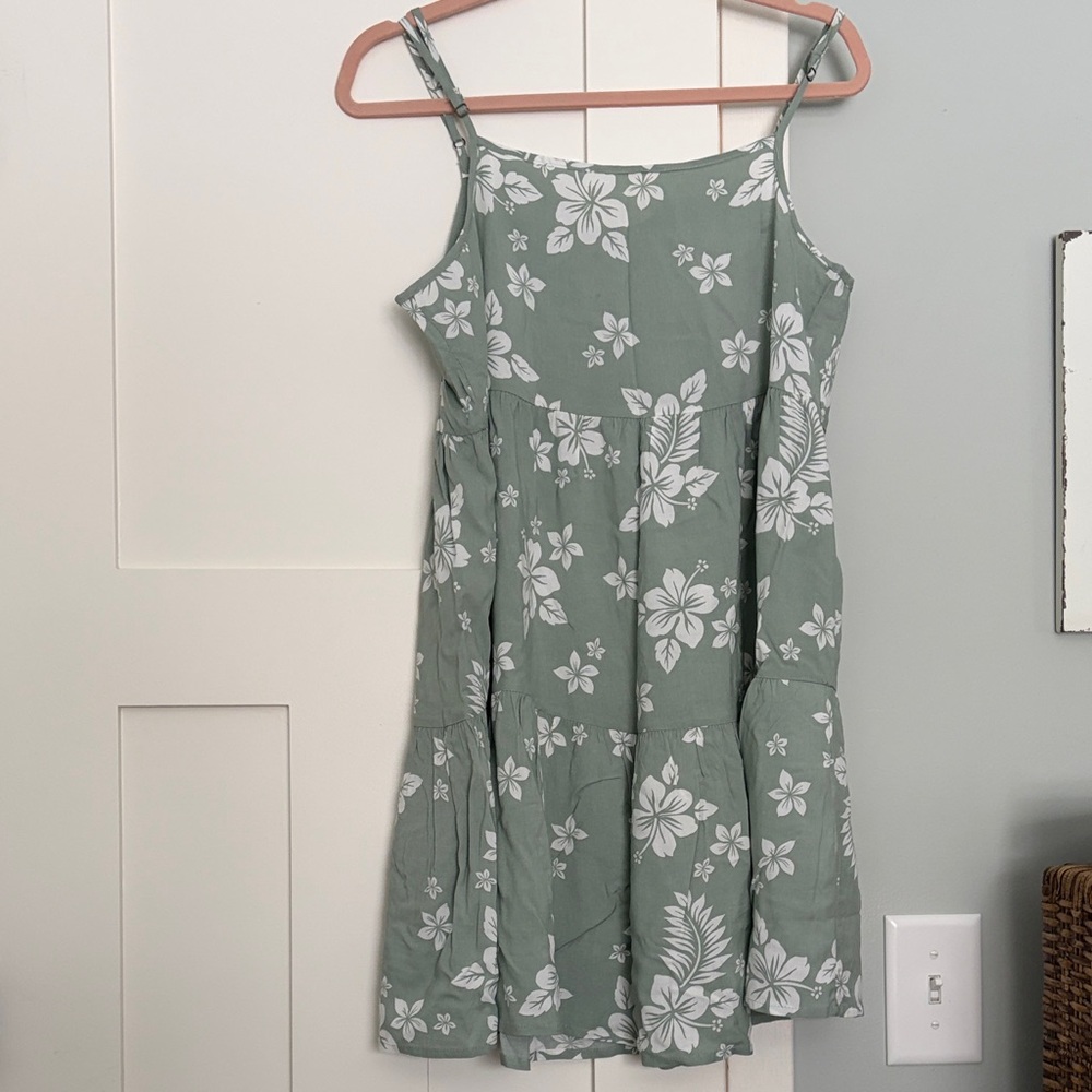 From Vici Ocean Drive Sage Dress with White Floral Design